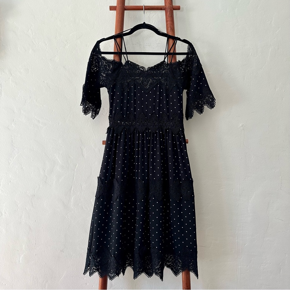 Endless Rose Black Eyelet Midi Dress